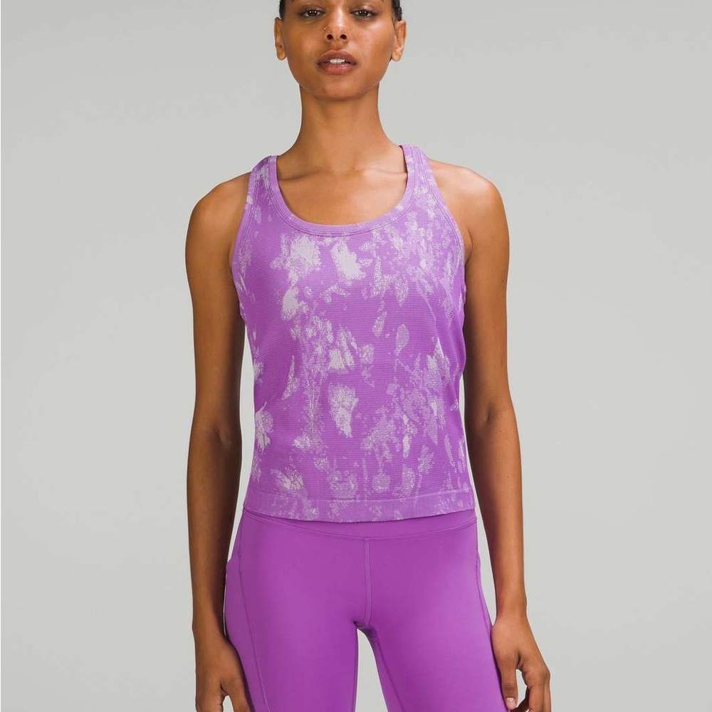 lululemon Purple Abstract Racerback Tank Size 10 Athletic Yoga